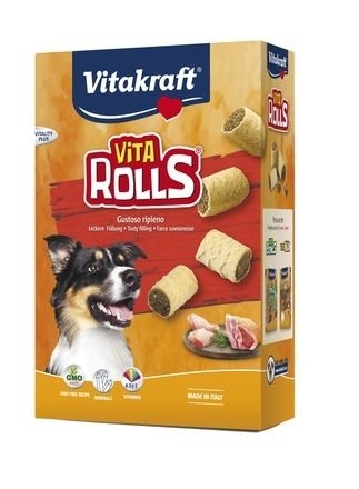 Vitakraft VITA RollS ® – бисквити с вкусен пълнеж. Допълваща храна за кучета (лакомство). БЕЗ ГМО! С витамини и  минерали за повече жизненост!
