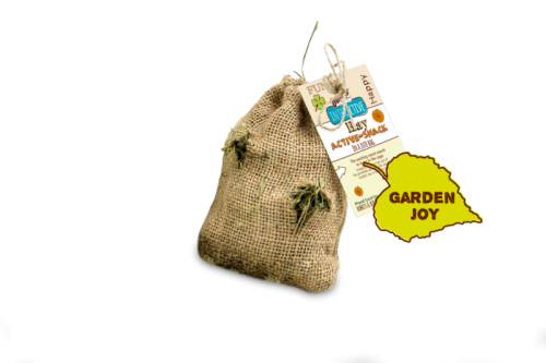 Bunny Nature - Bunny Heu Active-Snack - Интерактивен снакс от сено + добавки „Градинско щастие” - Допълваща храна за декоративни зайчета и други гризачи: зайци, морски свинчета, чинчили, дегута, хамстери, мини хамстери, мишки, джербили и плъхове