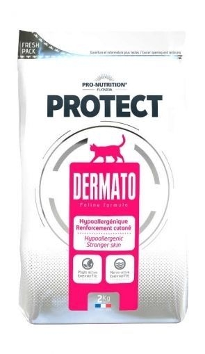 Pro-Nutrition Flatazor Protect Dermato - Пълноценна хипоалергенна храна за котки с храносмилателни проблеми, дерматологични и алергични заболявания 2 кг