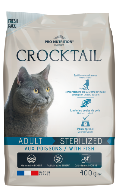 Crocktail ADULT STERILIZED with fish - Пълноценна храна за кастрирани котки с риба 10кг.