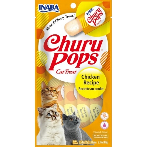 Inaba Churu Pops Chicken - Лакомство за котки финно желе с пиле, 4 бр. в опаковка х 15 гр.