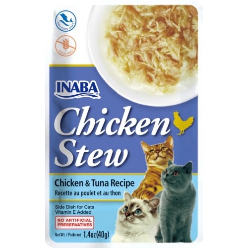 Inaba Chicken Stew - Chicken & Tuna - Лакомство за котки, пилешка яхния и риба тон, 40 гр.