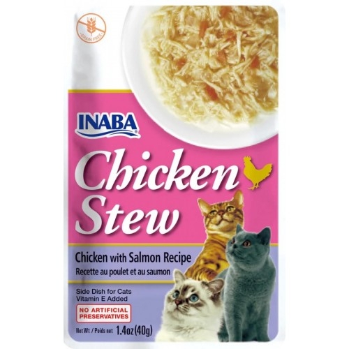 Inaba Chicken Stew - Chicken with Salmon - Лакомство за котки, пилешка яхния и сьомга, 40 гр.