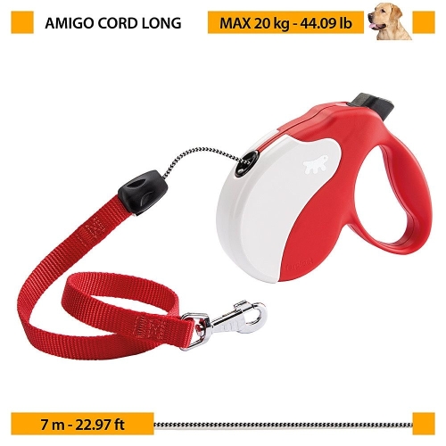 Ferplast Amigo Tape LONG RED - Автоматичен повод с корда, 7 м / max 20 кг.