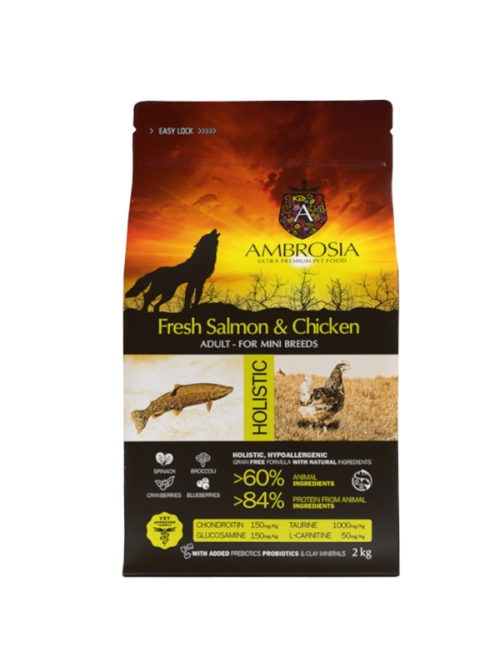 Ambrosia - Mini Adult - Salmon & Chicken - 6 kg.