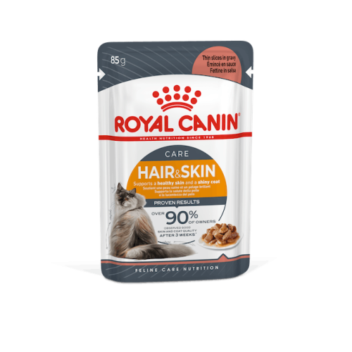 Royal Canin Hair & Skin Gravy 12x85гр. - Пауч за поддържане на здравата и красива котешка козина. 