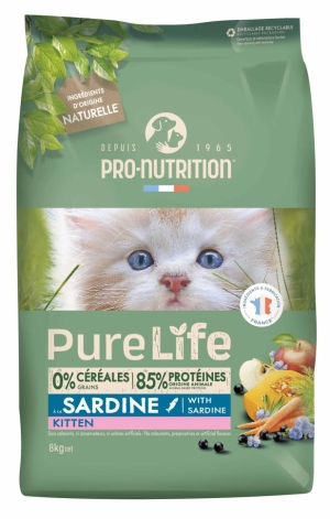 Pure Life KITTEN  - Суха храна за котенца, бременни и кърмачки с патешко и сардини, без зърно и глутен, 2 кг.