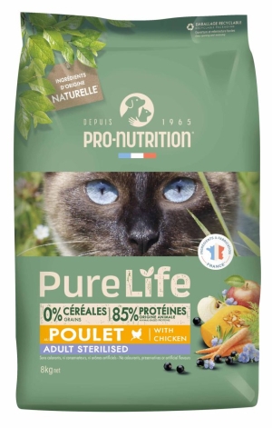 Pure Life for cats STERILIZED с пиле - Пълноценна храна за кастрирани пораснали котки на възраст над 1 г., 8кг.